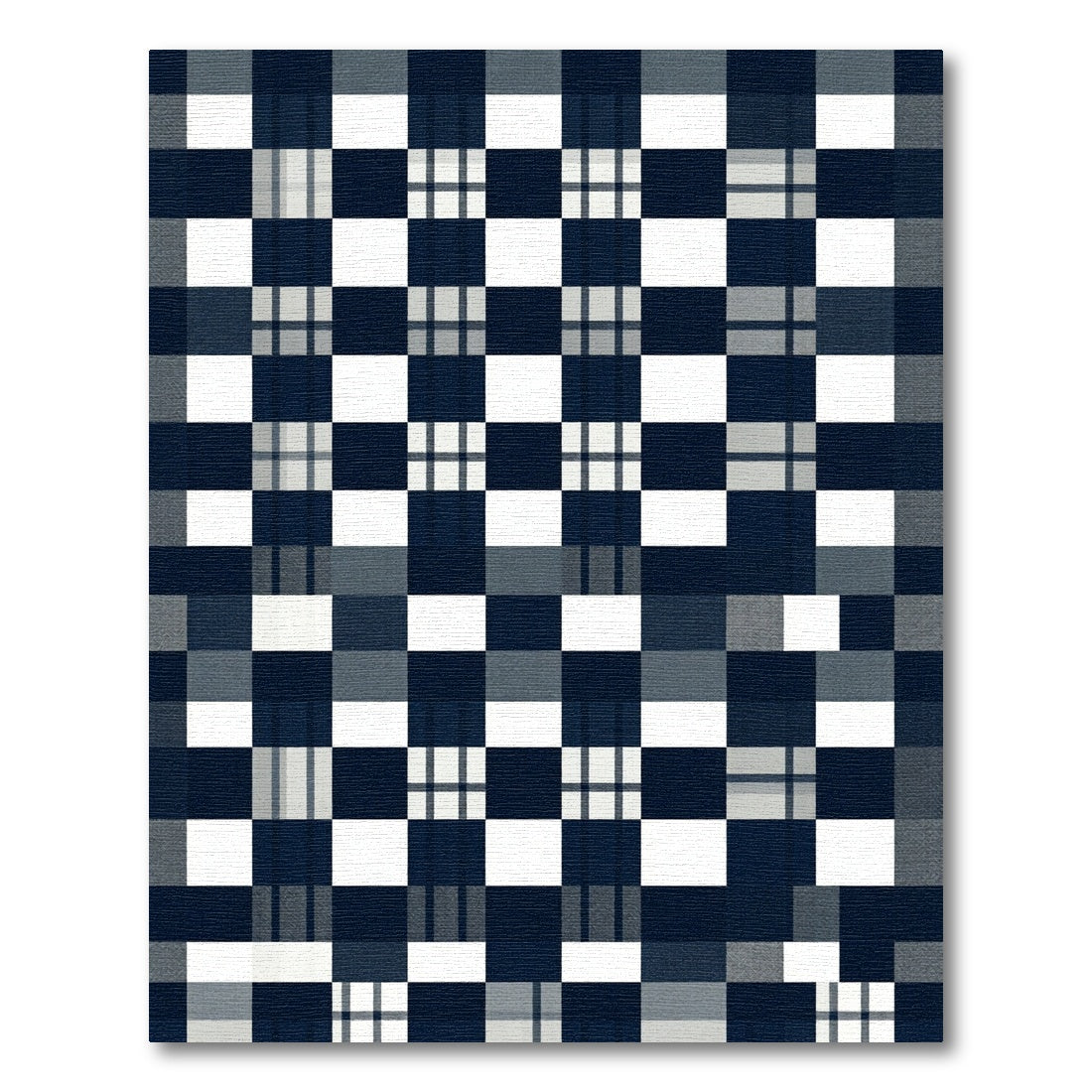 Modern Navy and White Buffalo Check Rug