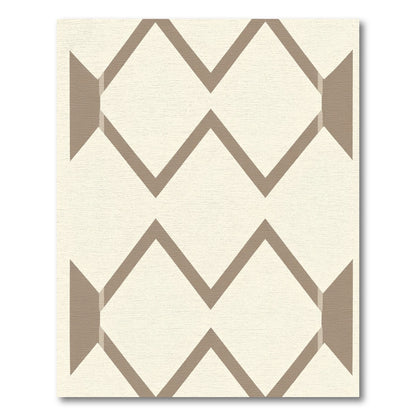 Taupe Geometric Chevron Stripe Rug