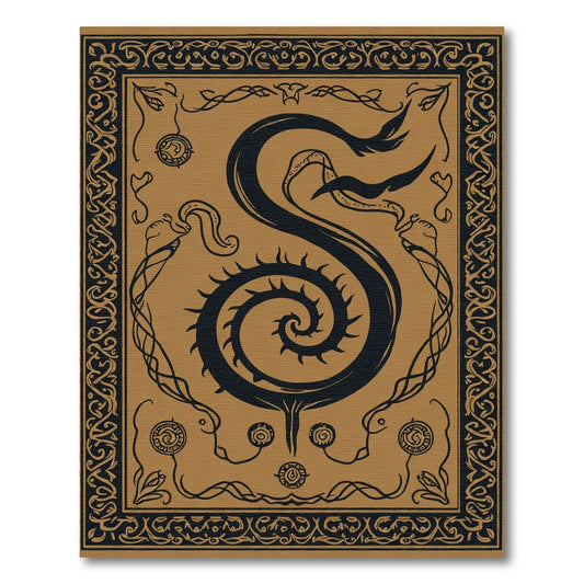 Dark Brown Serpent Scroll Artistry Rich Rug
