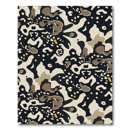 Abstract Organic Black Beige Ochre Mix Rug