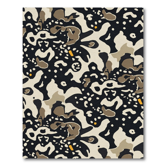 Abstract Organic Black Beige Ochre Mix Rug