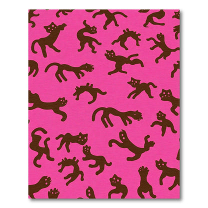 Playful Brown Cats Pink Background Rug