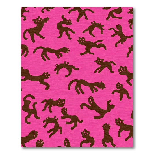 Playful Brown Cats Pink Background Rug