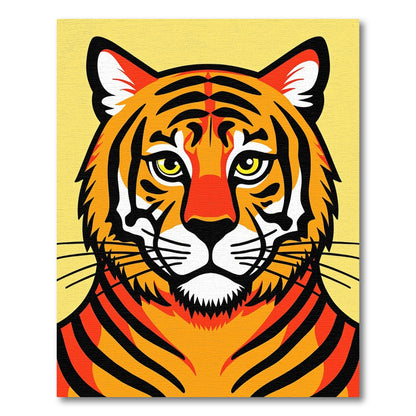 Striking Orange Tiger Portrait Rug
