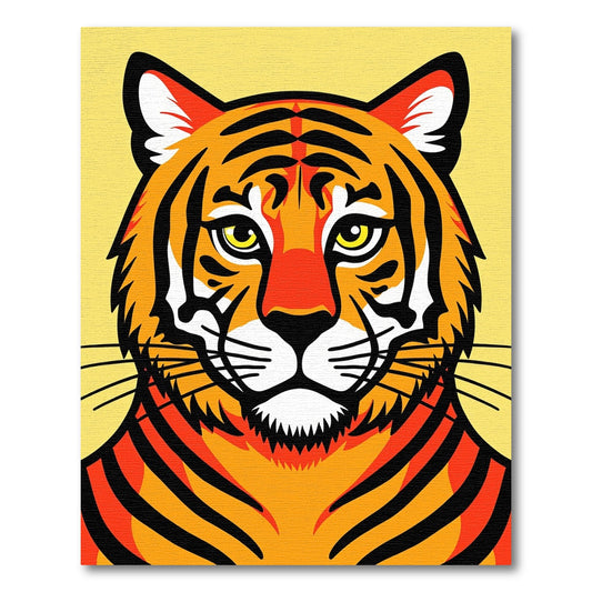 Striking Orange Tiger Portrait Rug