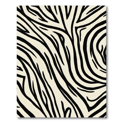 Striking Black Ivory Tiger Ripples Rug