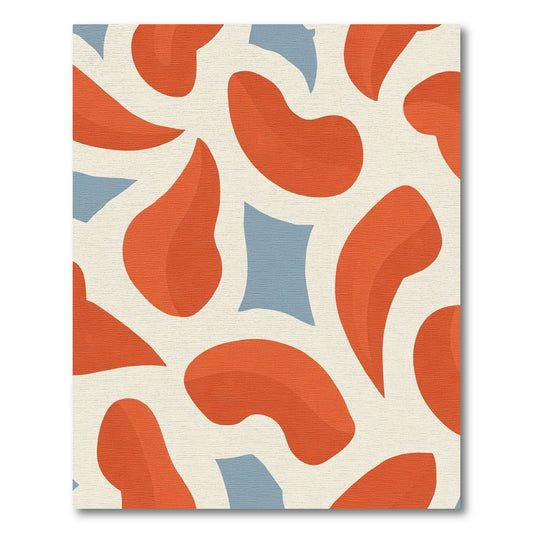 Terracotta Blue Organic Shapes Rug