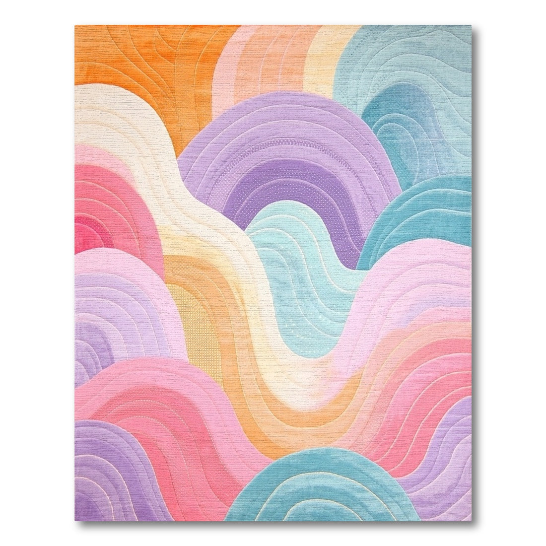 Vibrant Layered Wavy Multicolor Rug