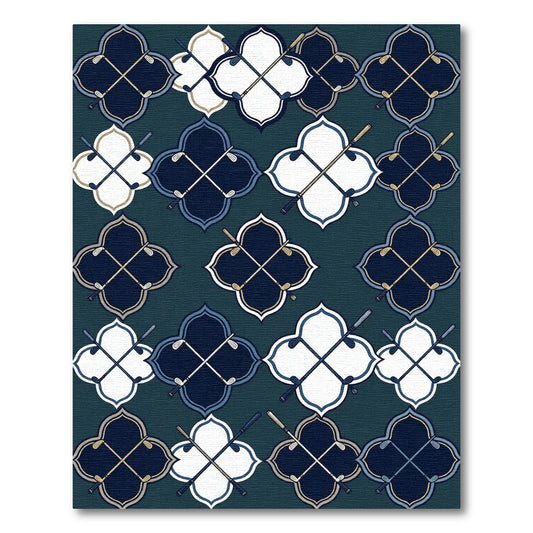 Navy Blue and White Golf Crest Rug