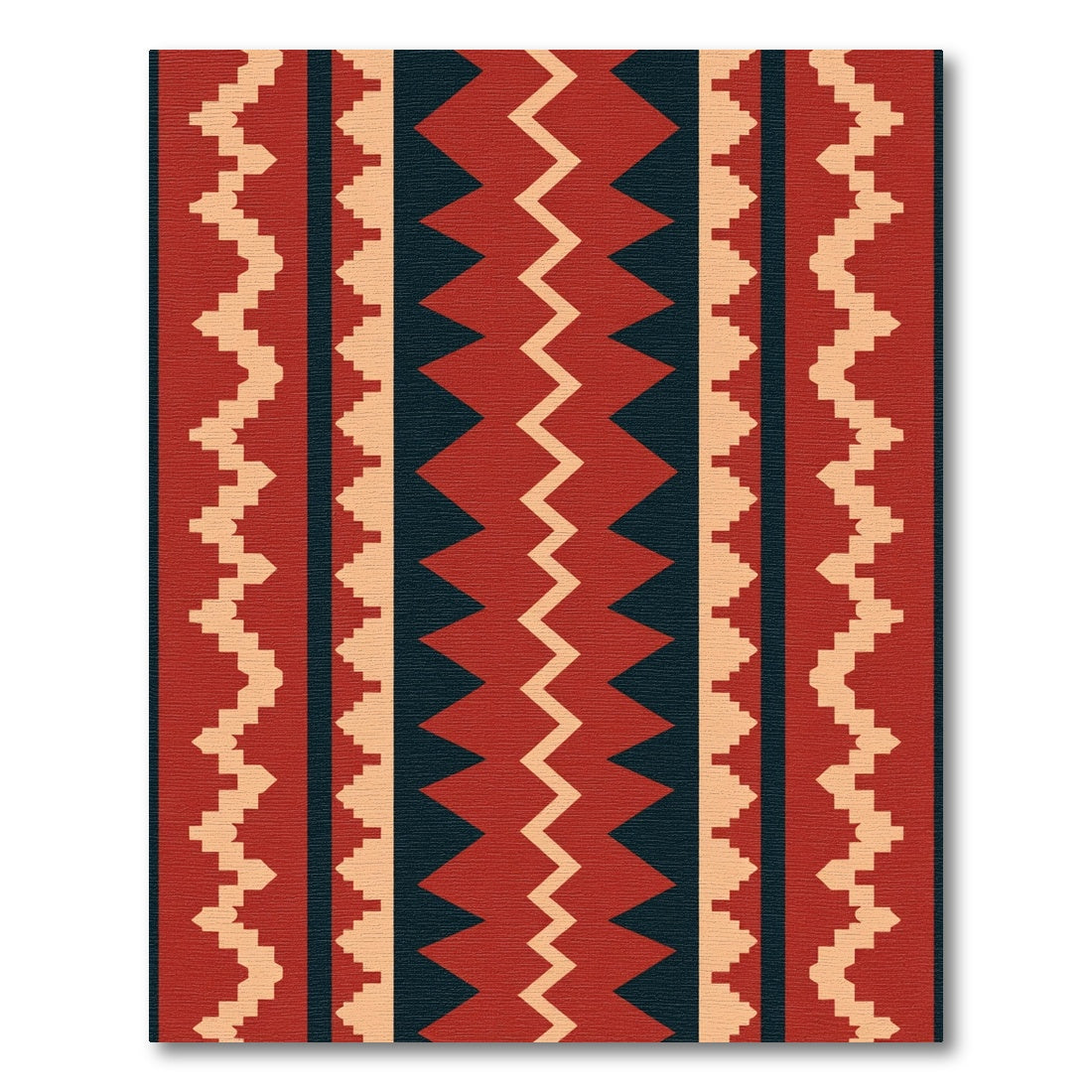 Deep Red Chevron Geometric Stripe Rug