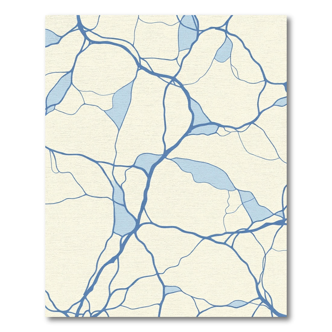 Cream Blue Abstract Organic Lines Rug