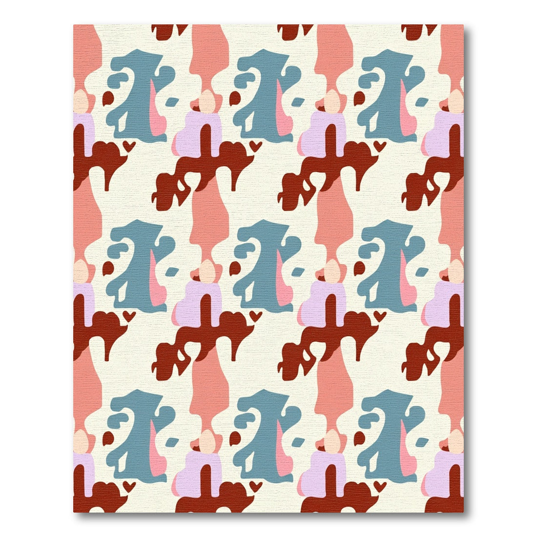 Abstract Organic Shapes Teal Coral Rug