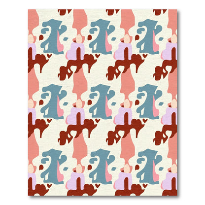Abstract Organic Shapes Teal Coral Rug