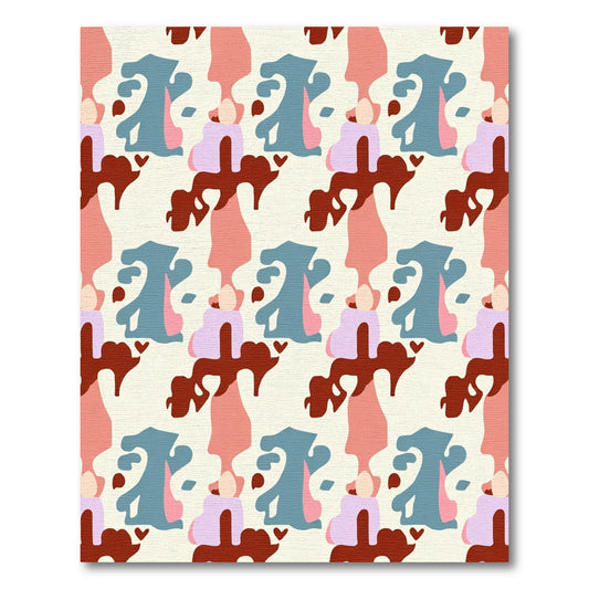 Abstract Organic Shapes Teal Coral Rug