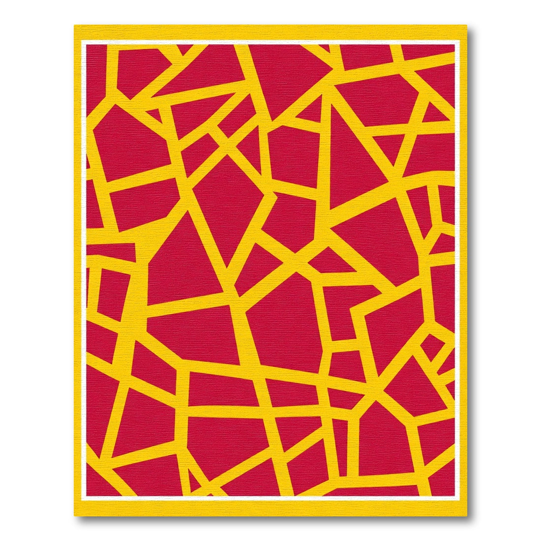 Crimson Yellow Angular Network Rug