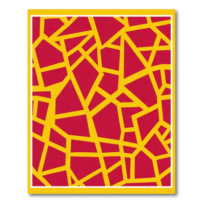 Crimson Yellow Angular Network Rug