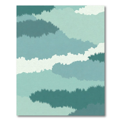 Jagged Teal Abstract Cloud Layers Rug