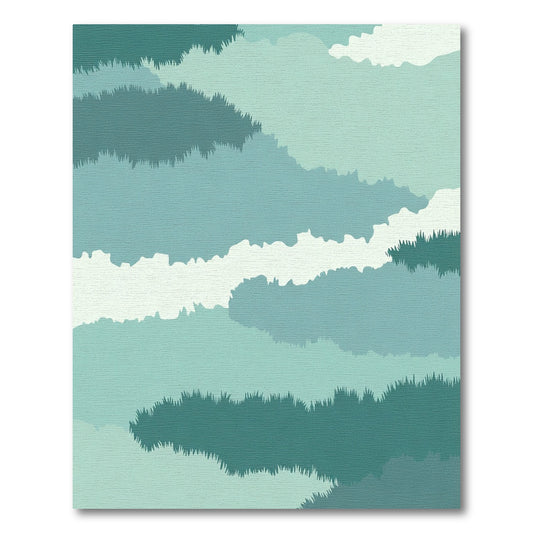 Jagged Teal Abstract Cloud Layers Rug