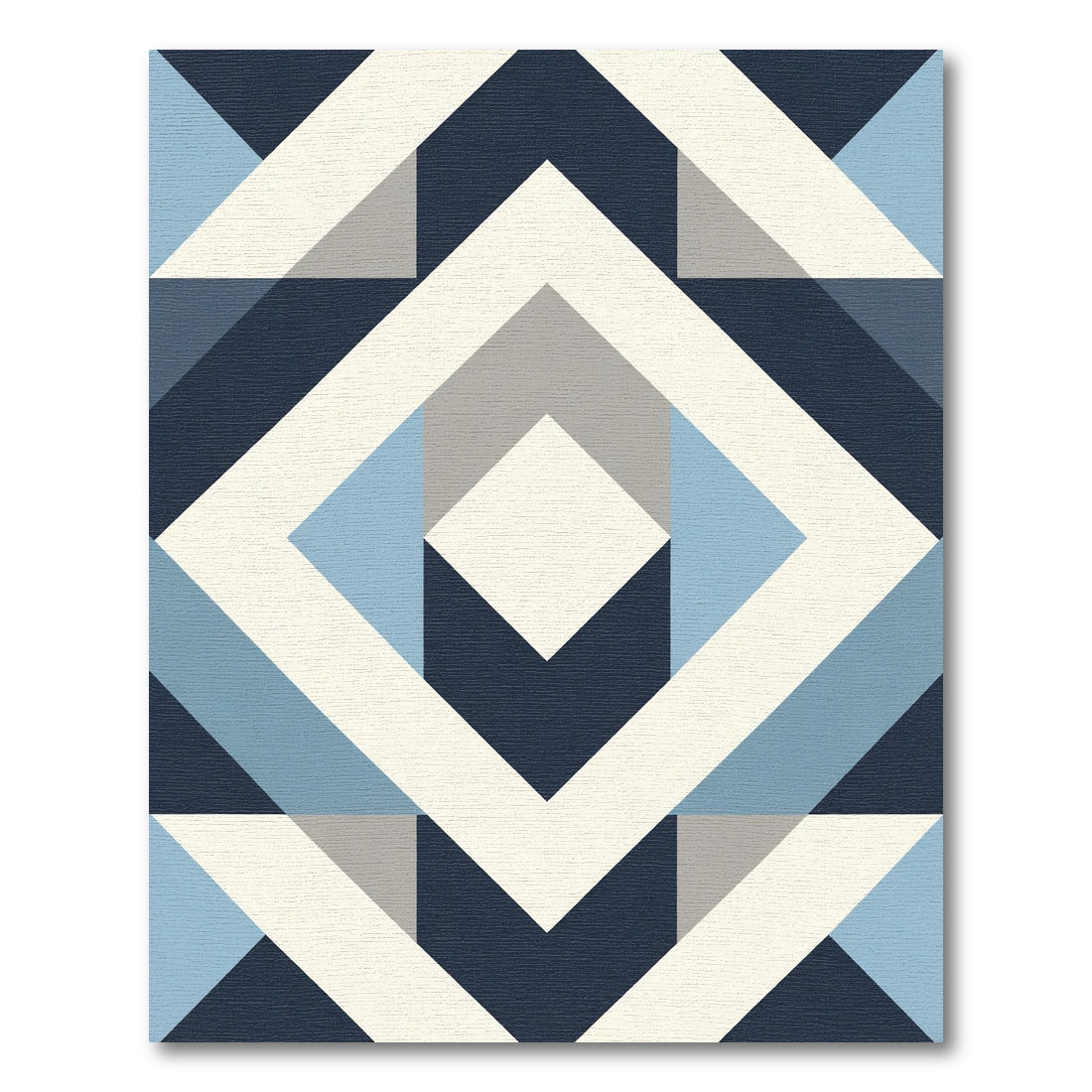 Modern Blue Gray Geometric Diamond Rug