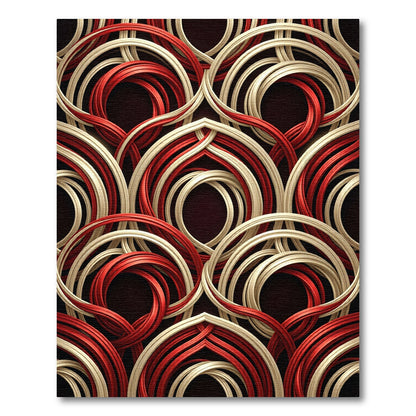 Crimson Ivory Interlocking Circles Rug