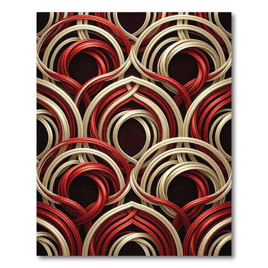 Crimson Ivory Interlocking Circles Rug