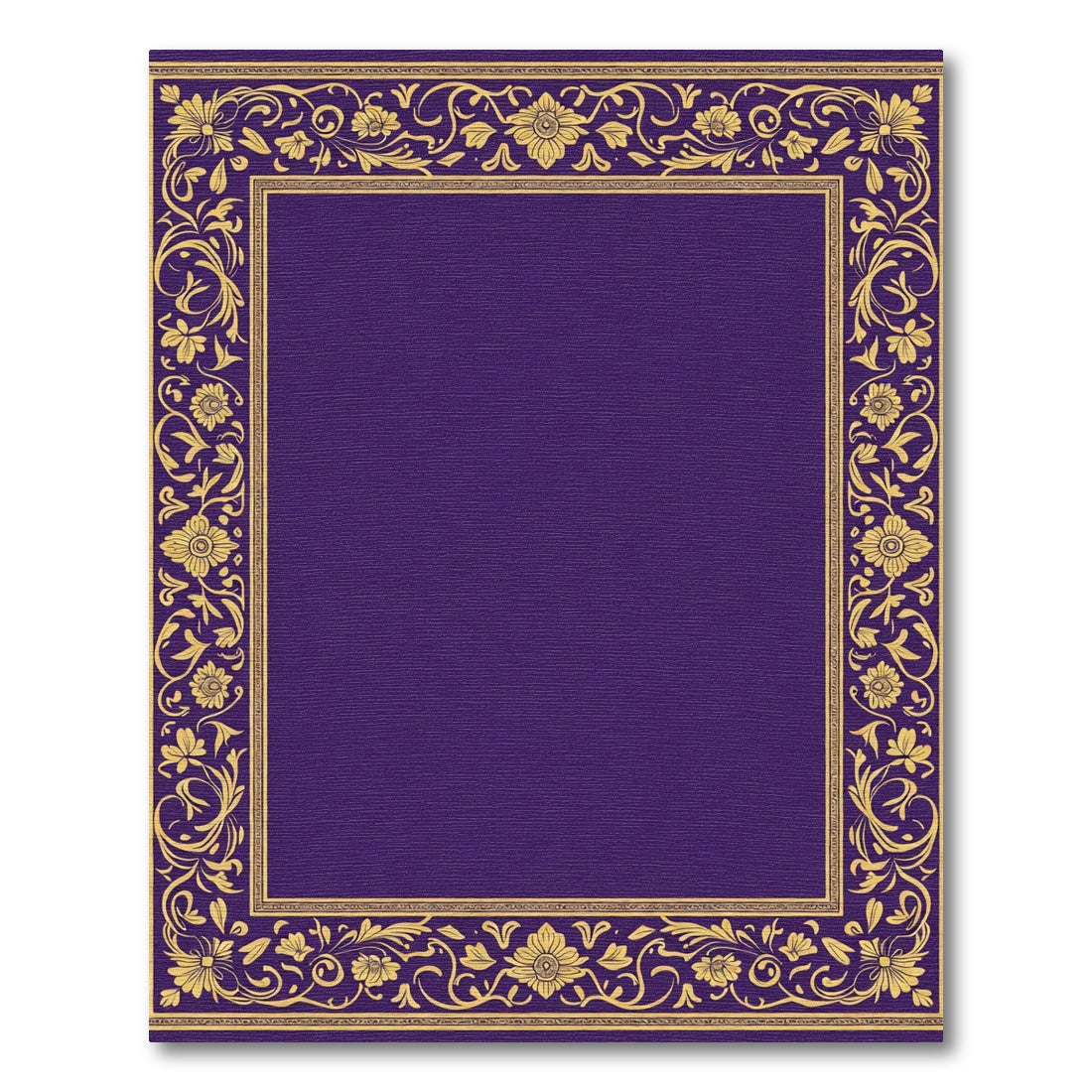Royal Purple Golden Floral Border Rug