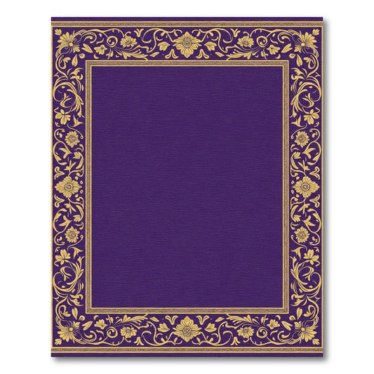 Royal Purple Golden Floral Border Rug