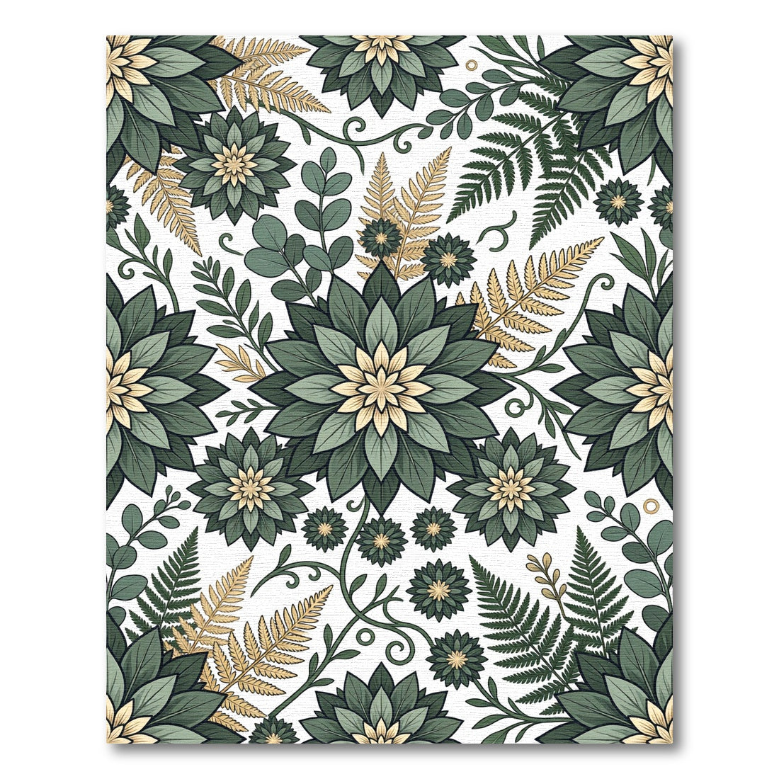 Sage Green Fern and Dalia Floral Rug