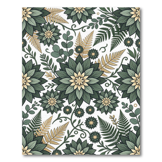 Sage Green Fern and Dalia Floral Rug