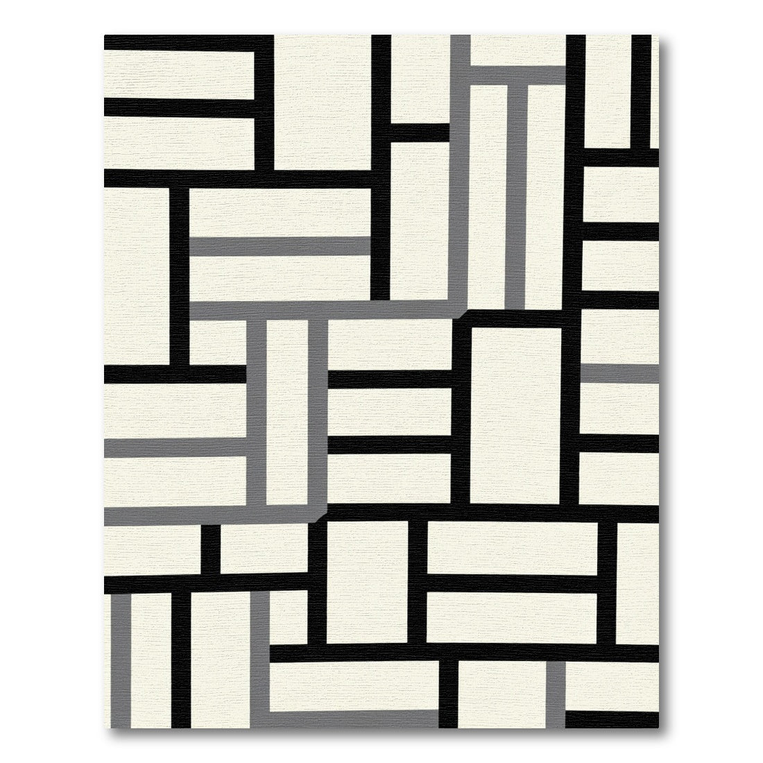 Geometric Blocks Black White Gray Rug