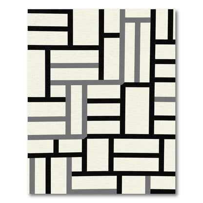 Geometric Blocks Black White Gray Rug