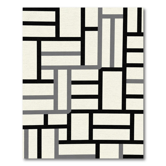 Geometric Blocks Black White Gray Rug