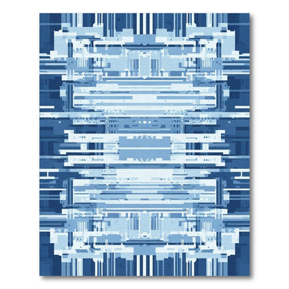 Linear Blue Abstract Architecture Rug