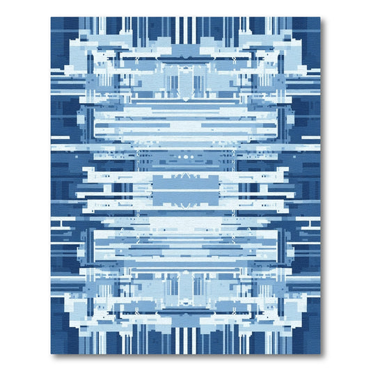 Linear Blue Abstract Architecture Rug
