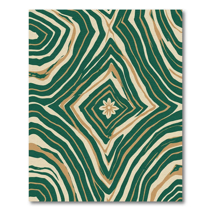 Emerald Gold Cream Diamond Flower Rug