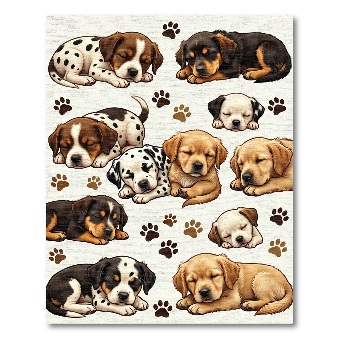 Sweet Adorable Sleeping Puppy Patchwork Rug