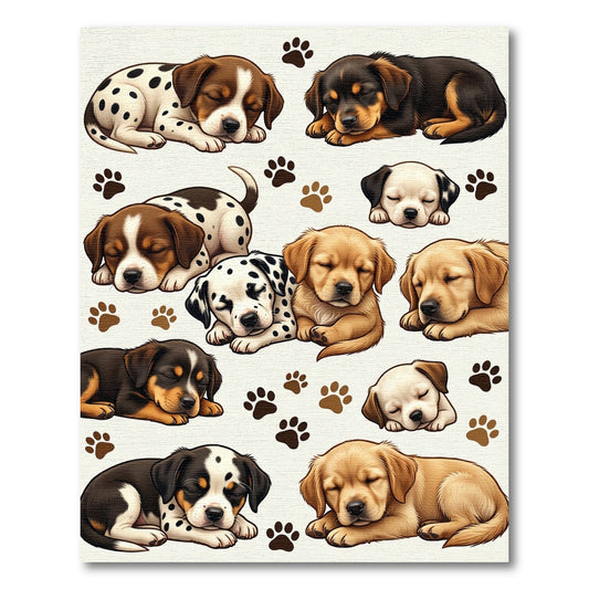 Sweet Adorable Sleeping Puppy Patchwork Rug