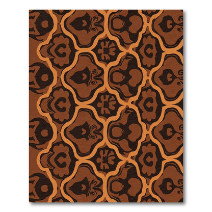 Earthy Orange Black Baroque Scroll Rug