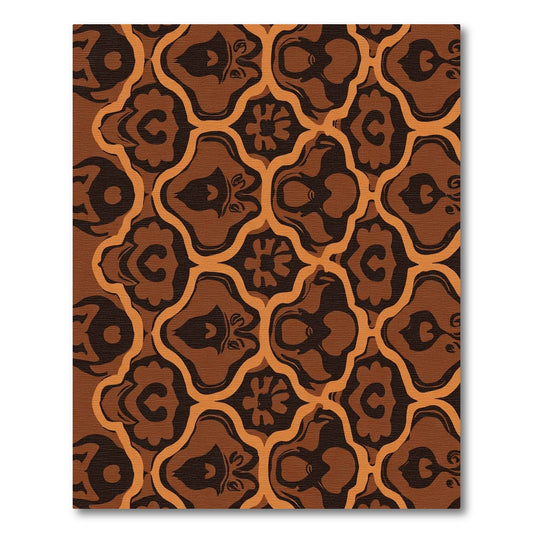 Earthy Orange Black Baroque Scroll Rug