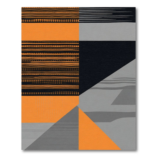 Bold Orange Geometric Blocks Rug