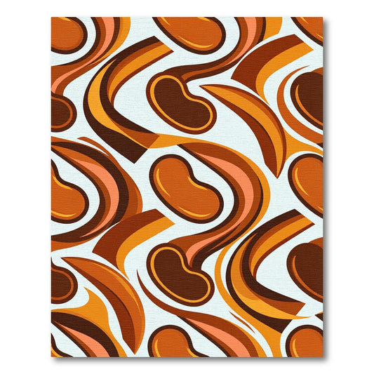 Midcentury Retro Burnt Orange Swirl Rug