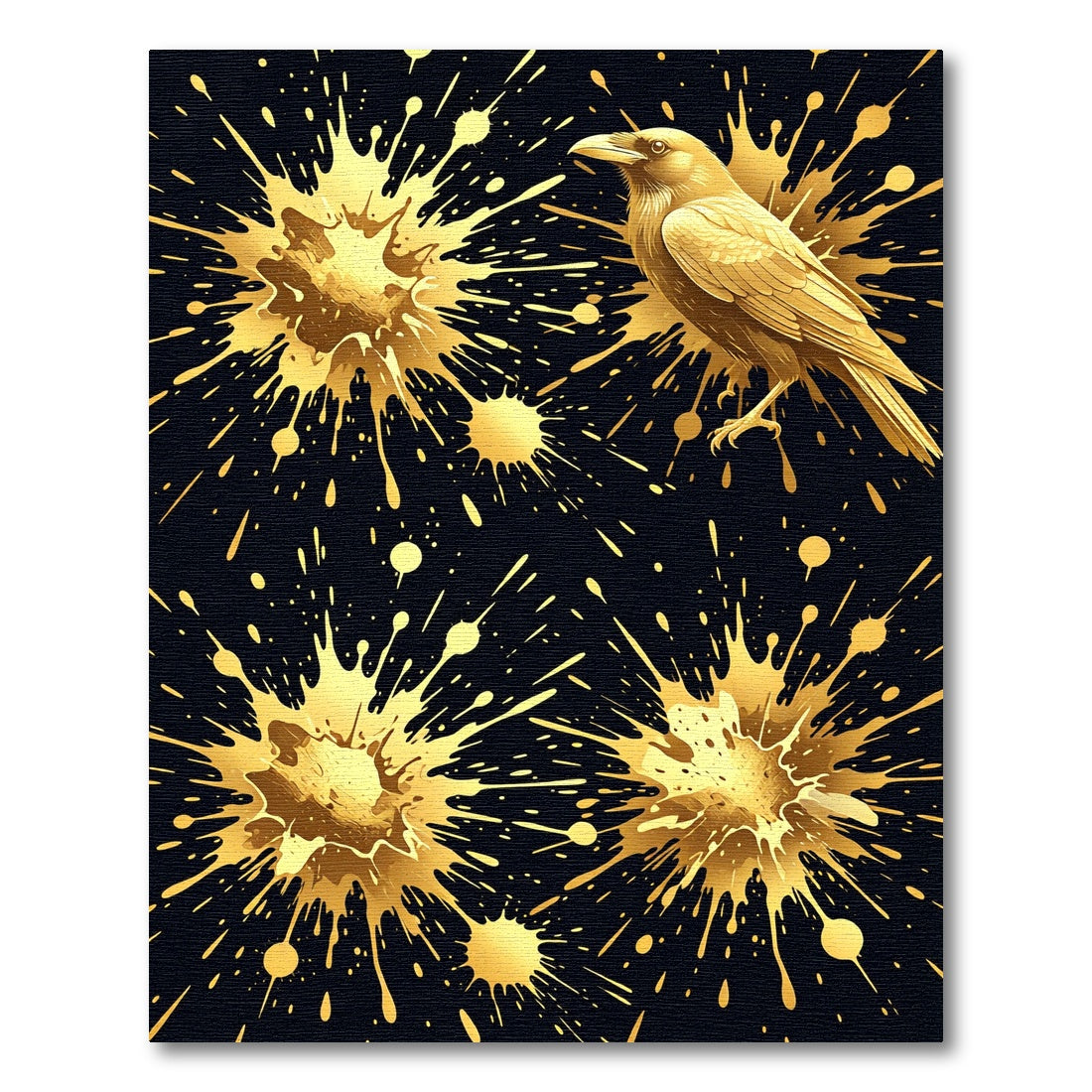 Golden Raven Splatter Explosion Rug