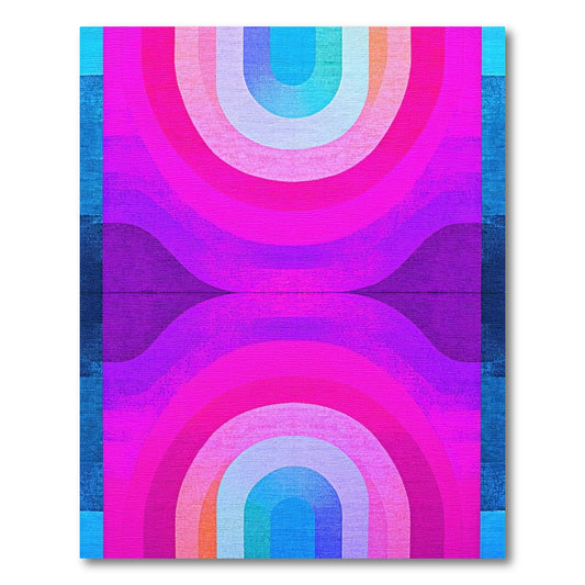 Vibrant Retro Concentric Arches Rug