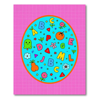Whimsical Alphabet Garden Circle Rug