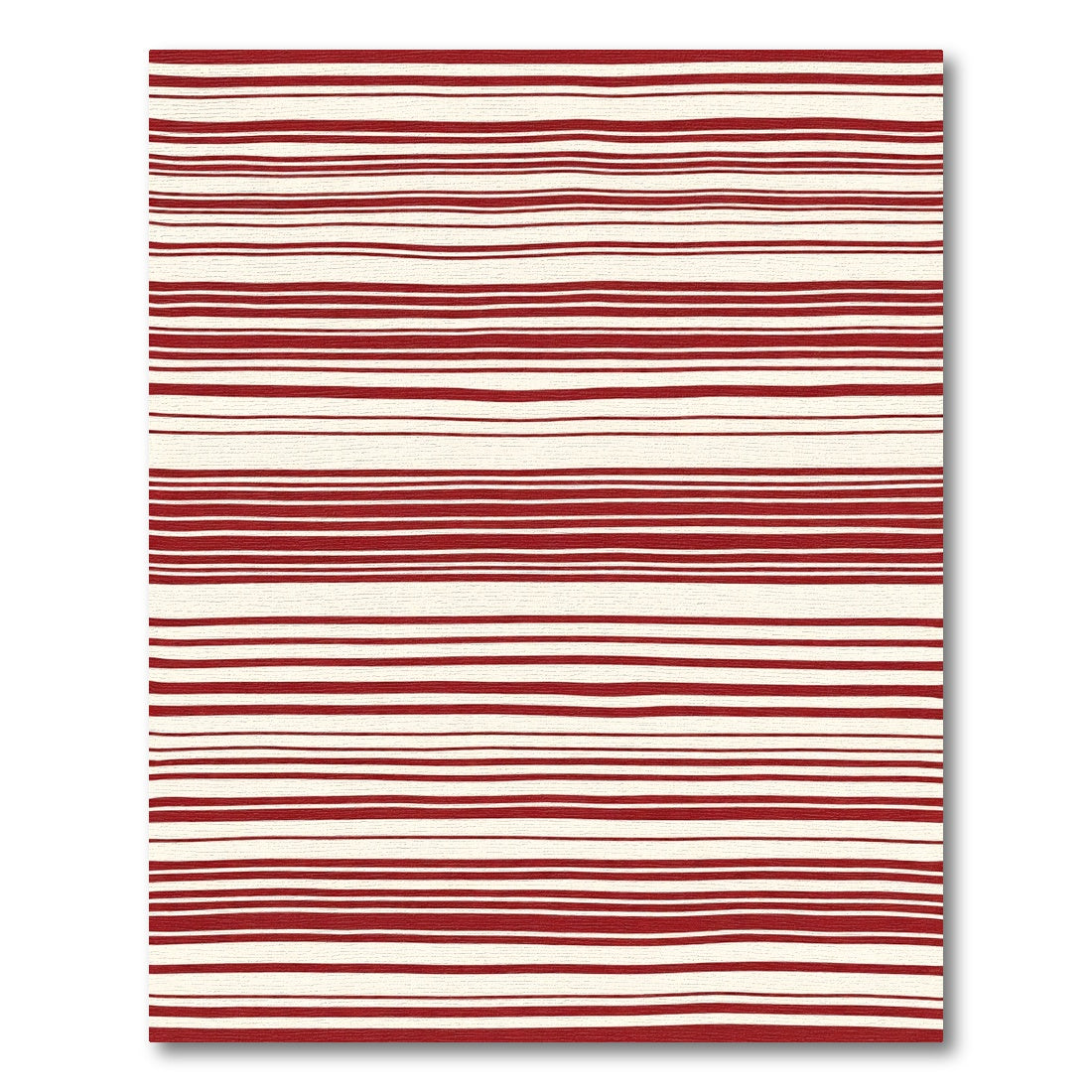 Hand-Drawn Red Stripe Cream Rug