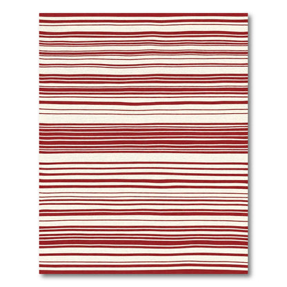 Hand-Drawn Red Stripe Cream Rug