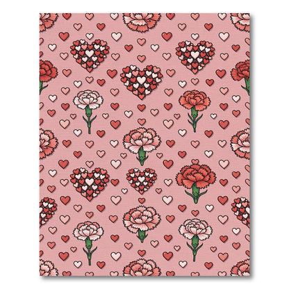 Pink Hearts Carnation Pattern Rug