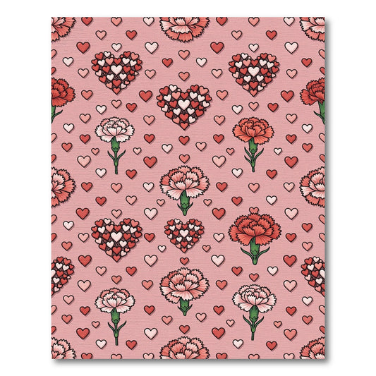 Pink Hearts Carnation Pattern Rug