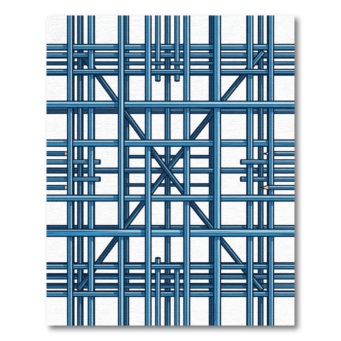 Bright Blue Geometric Industrial Lattice Rug
