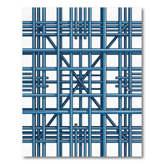 Bright Blue Geometric Industrial Lattice Rug
